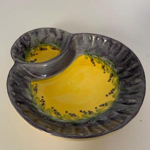 Vintage French Pottery Olive Serving Bowl