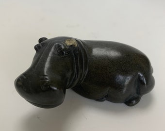 Vintage Zimbabwean Shona Stone Carving of a Hippo from Southern Africa
