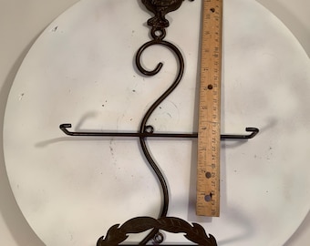 Vintage Cast Iron Rooster Plate Rack & Towel Holder