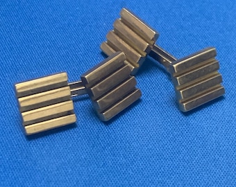 Vintage 1966 Solid 9ct Gold Cufflinks by Henry Griffith & Sons, Square Mid-Century Men's Luxury Cufflinks, Fully Hallmarked Birmingham