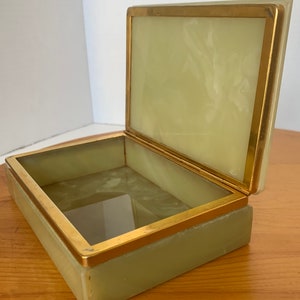 Vintage Mid-century Rectangular Green Onyx Cigarette Box