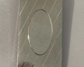 Vintnage Sterling Silver Money Clip with Engravable Oval Signet Cartouche Luxury Gift for Him