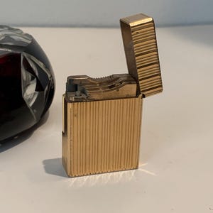 Vintage S.T. Dupont Ligne 1 Short Lighter with Gold Horizontal Lines