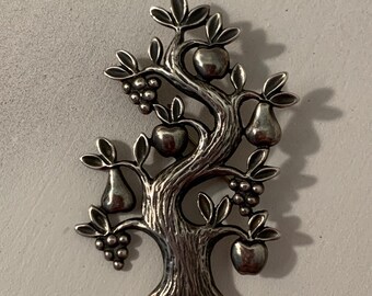 Vintage James Avery Sterling Silver Fruit Harvest Tree Brooch Pin, Retired Rare 925 Collectible Jewelry