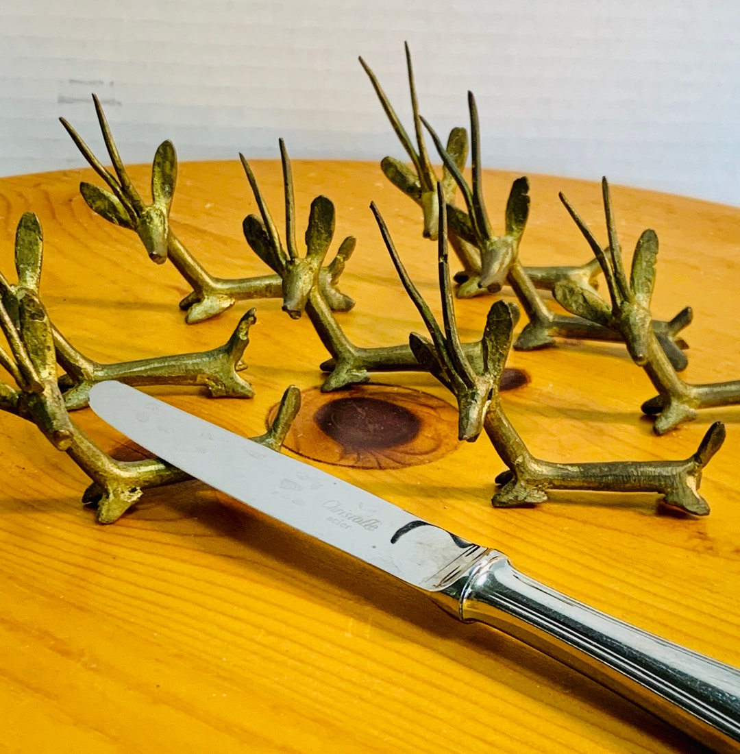 Vintage African Bronze Knife Rests Gazelle Antilope Etsy