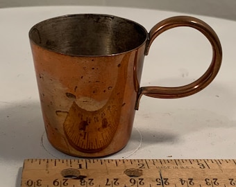 Vintage British Royal Navy 1/2 Gill Copper Rum Ration Measure Cup 1935-1950