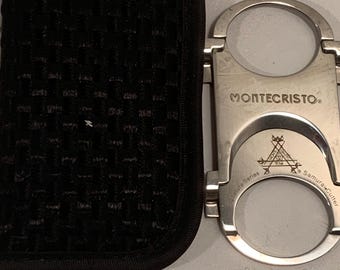 Vintage Montecristo Signature Series Samurai Slim Line Cigar Cutter; Double Guillotine Blade; Tobaccoriana Pmium Smoking Accesory