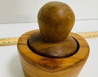 Vintage Olive Wood Mortar and Pestle