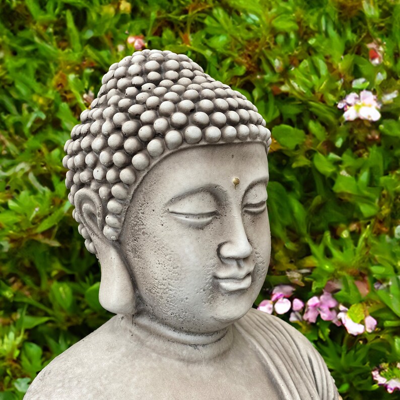 Large Japanese Concrete Buddha Statue Cement Buddha Figurine for Meditation Outdoor Buddha Decor