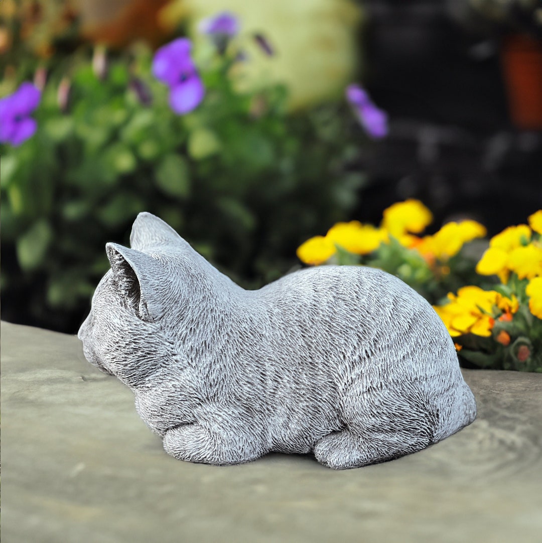 Realistic Sleeping Cat Statue Cute Kitty Outdoor Sleeping Cat Etsy
