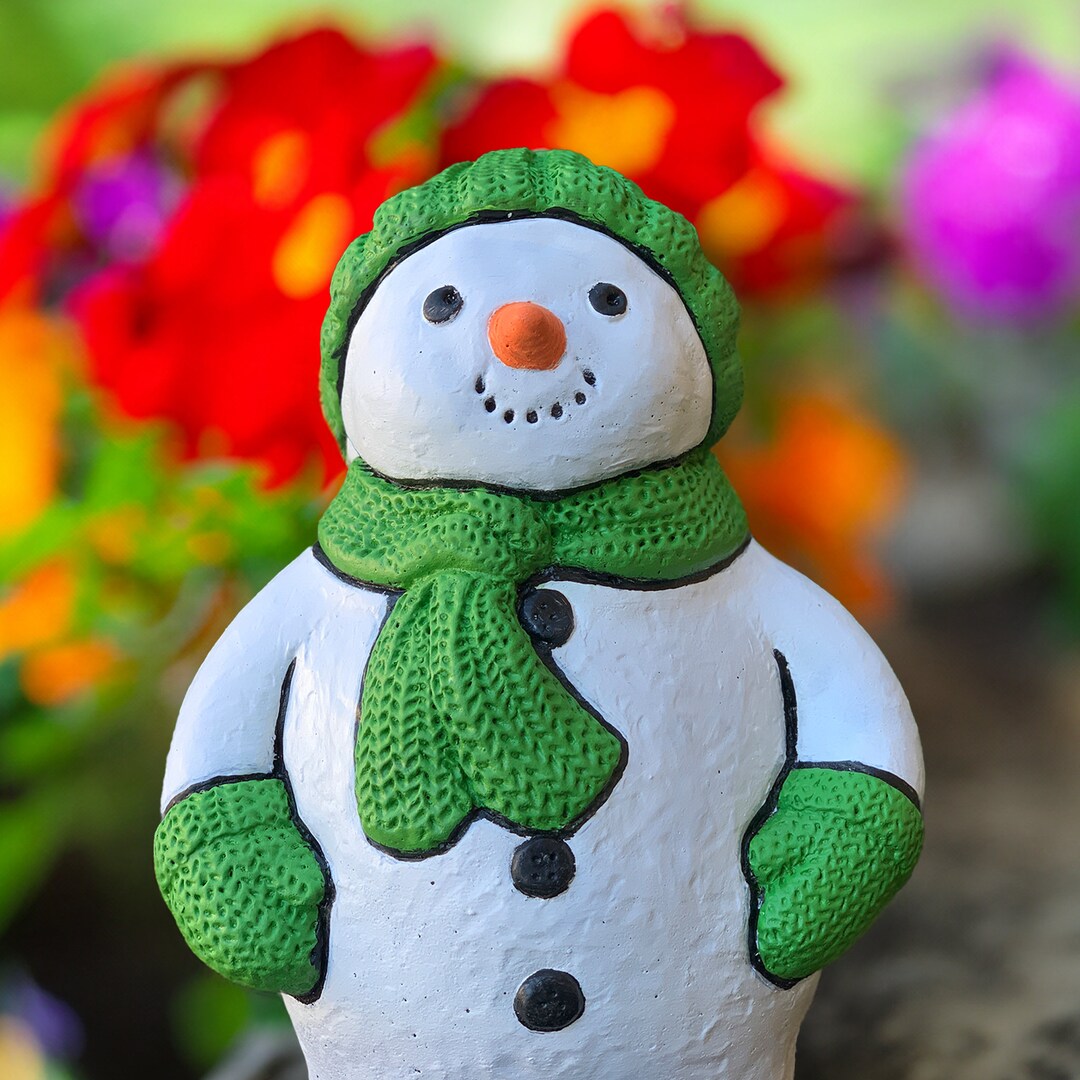 Christmas Cute Snowman Statue Concrete Snowman Christmas Decor Snowman