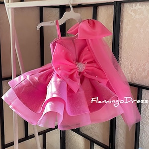 Bright pink dress special occasion Hot pink dress birthday party dress Elegant ball gown Puffy sparkle dress Fuchsia dress