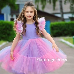 Girls colorful tulle dress special occasion Unicorn birthday party dress Puffy girls rainbow prom dress Toddler ball gown Princess dress