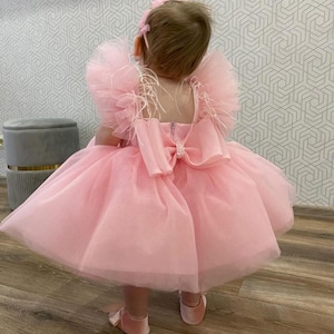 Vestidos para primer cumpleaños, vestido de un año, vestido rosa claro para niña pequeña, ocasiones especiales, atuendo para fiesta de cumpleaños infantil, vestido para sesión de fotos imagen 4