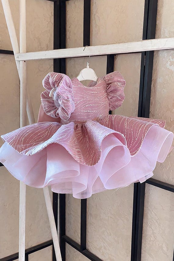 Lace Blush Pink Baby Girl Dress Special Occasion First Birthday Dress With  Puff Sleeve Birthday Party Pageant Dress One Year Party Dress - Etsy Finland