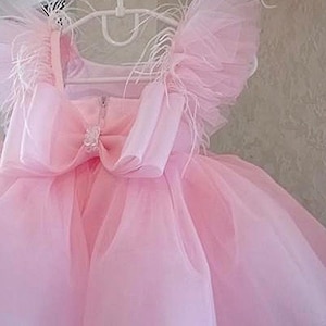 Vestidos para primer cumpleaños, vestido de un año, vestido rosa claro para niña pequeña, ocasiones especiales, atuendo para fiesta de cumpleaños infantil, vestido para sesión de fotos imagen 10