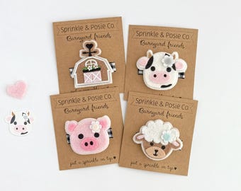 Felt Farm Animal Hair Clip, Barnyard Barrette, Headband, Baby, Toddler