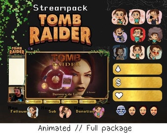 STREAM PACKAGE - Tomb Raider - Animation - COLORS - Streamkits - Overlays, screens, badges, sounds and more!