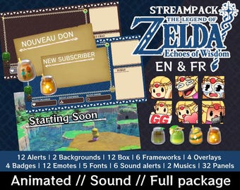 STREAM PACKAGE - The Legend of Zelda Echoes Of Wisdom - Animation - COLORS - Streamkits - Overlays, screens, badges, sounds and more!