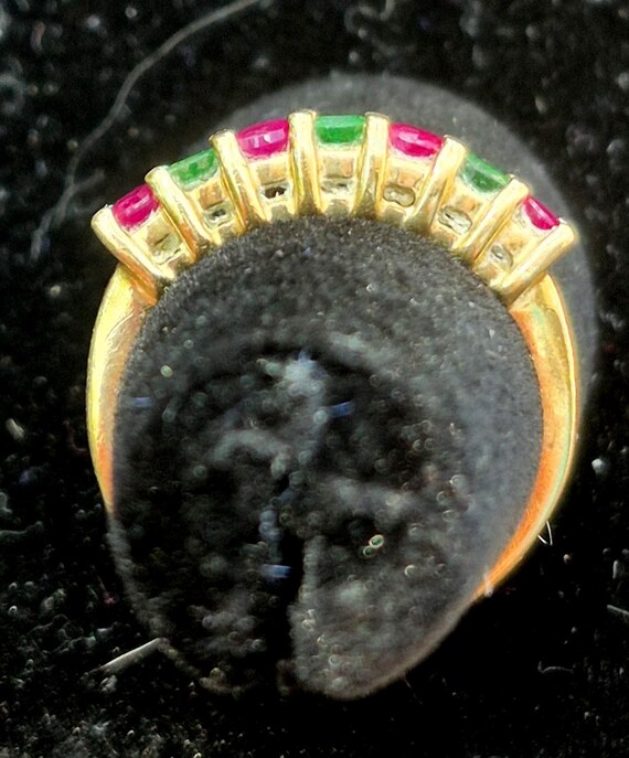 Ruby and Emerald Stackable Ring - 14 kt Yellow Go… - image 4