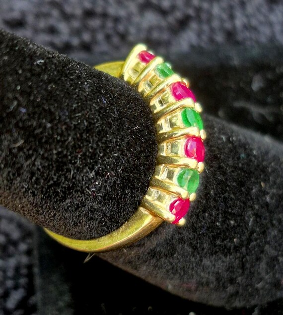 Ruby and Emerald Stackable Ring - 14 kt Yellow Go… - image 2