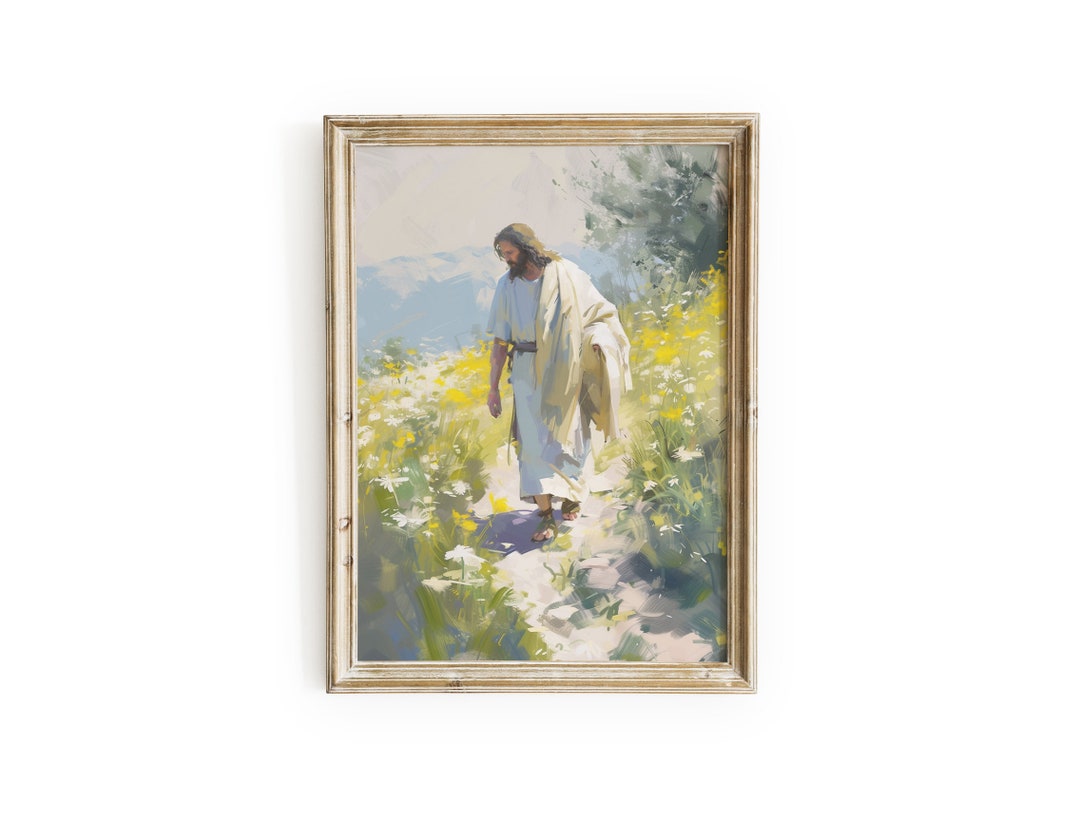 Jesus Christ Walking on Path Watercolor Print, Large Christian LDS Home ...