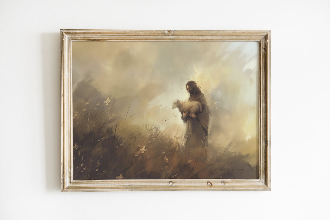 Jesus Leaves the 99 Poster Print Wall Art, Jesus Christian Parable