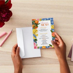 Modèle de menu d'été