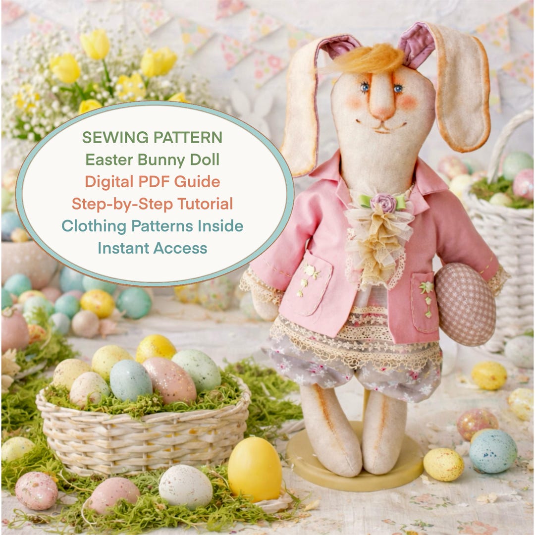 Easter Bunny Dool Sewing Pattern, Masterclass PDF Art Doll Pattern ...
