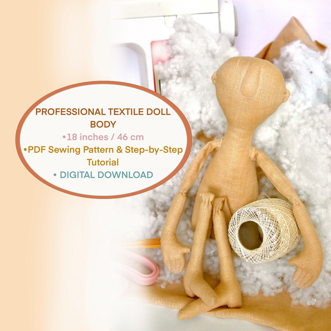 Doll Body Pattern - 18", Cloth Doll Sewing Tutorial PDF - Personalized ...