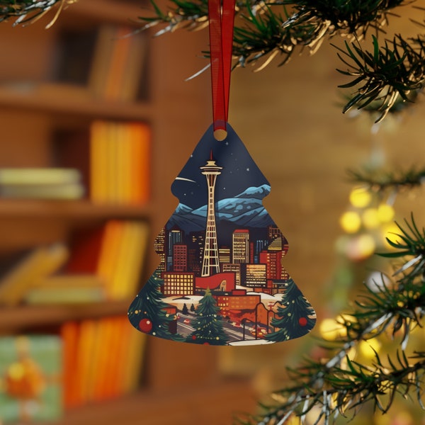 Seattle Skyline Christmas Ornament - Festive Holiday Decor for City Lovers