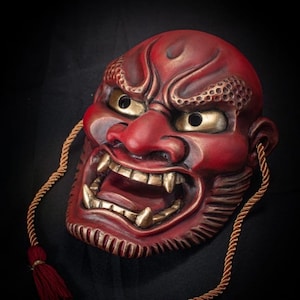 Handmade Ikazuchi Mask: Traditional Japanese Folklore Art
