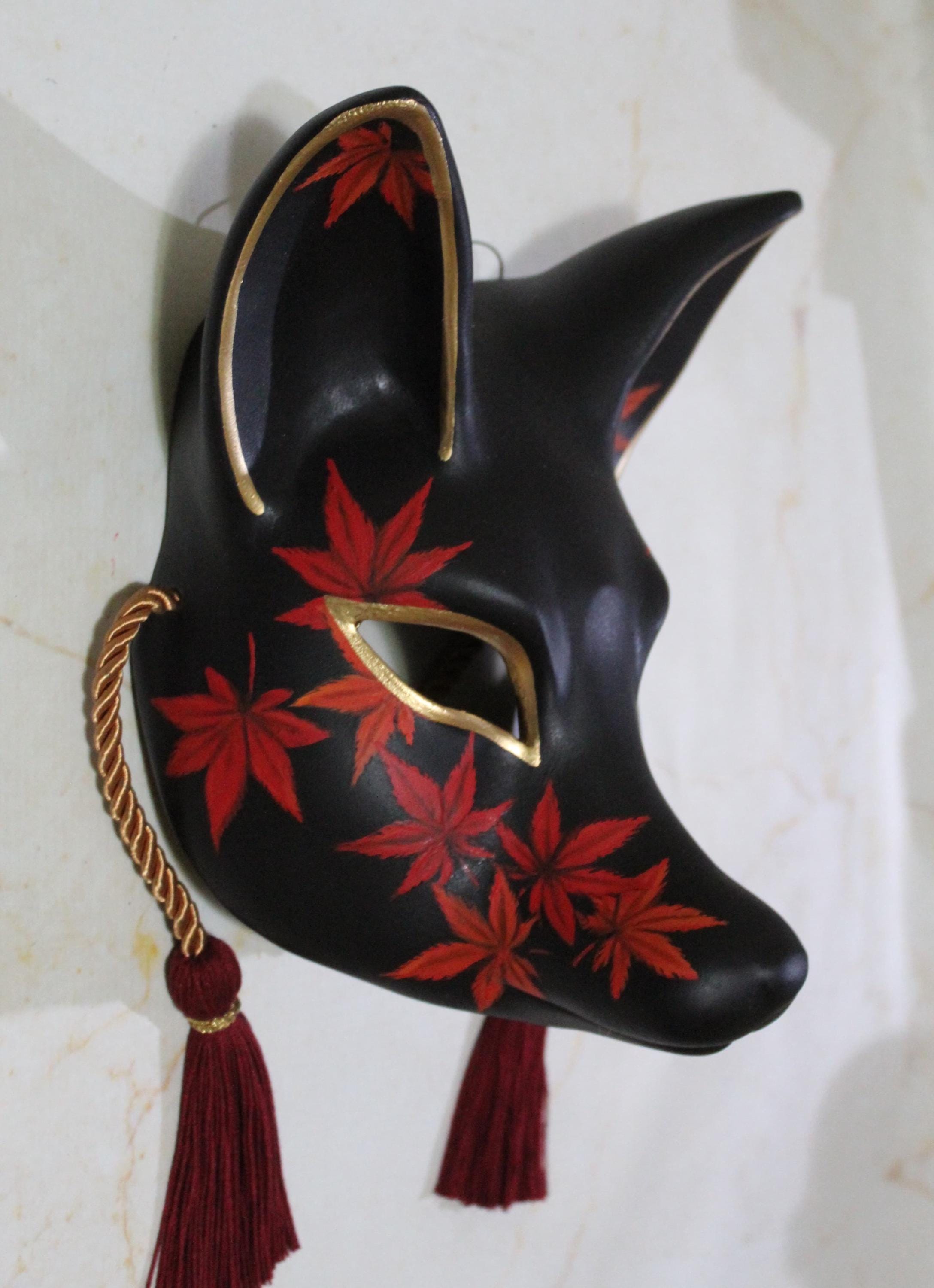 Handmade Kitsune Mask: Japanese Folklore Fox Mask, Custom Colors