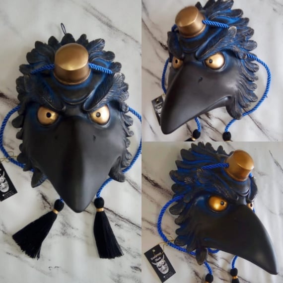 抜頭面 三笠塗り 烏天狗 お面 春日神社 インテリア お面 天狗 白天狗 ひも式 おめん 踊り 和風 魔除け - 舞踊衣装