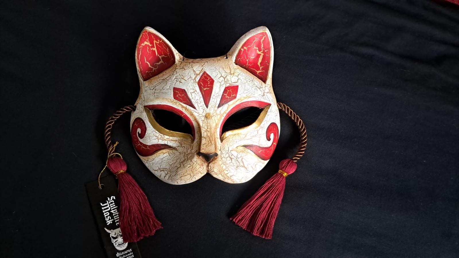 モモンガハウス(猫・音楽)ドット紫  春(夏)秋仕様  1900円 Handmade Japanese Cat Mask: Floral Wood Mask, Custom Colors - Etsy