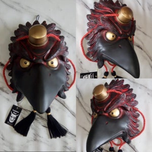 Traditional Japanese Karasu Tengu mask. Handmade art collection. Custom colors. Wood mask. Japanese folklore.