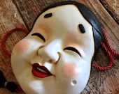 手作りおかめ面：日本の伝統民話の木工芸 - Etsy 日本