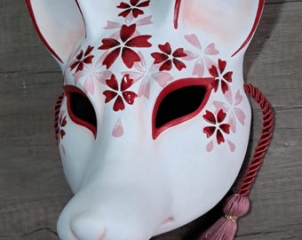 Handmade Kitsune Mask: Japanese Folklore Fox Mask, Custom Colors