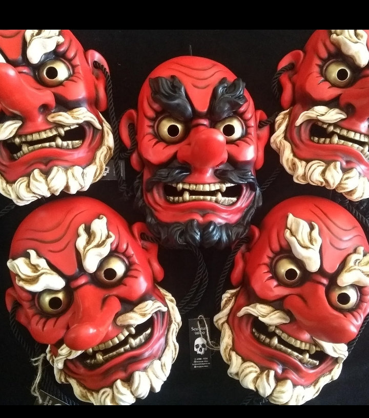 手作りの日本の天狗のお面：カスタムカラーの木製民俗芸術 - Etsy 日本
