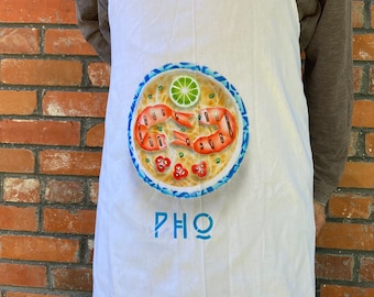 Pho Soup Airbrushed Apron Original Art FREE PERSONALIZATION!