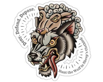 Jage den Wolf im Schafspelz Verteidige. Absetzen. - Kiss-Cut Aufkleber