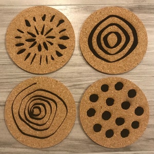 Boho Flower Print Cork Coasters Heat Resistant Reusable And - Temu
