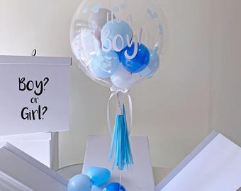 Balão de hélio para revelação de gênero | É um menino / É uma menina | Balão surpresa inflado pronto para usar | Decoração para chá de bebê