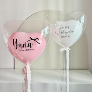 Palloncino a elio a forma di cuore personalizzato, palloncino galleggiante personalizzato, adesivo con nome personalizzato, palloncino a elio per compleanno personalizzato