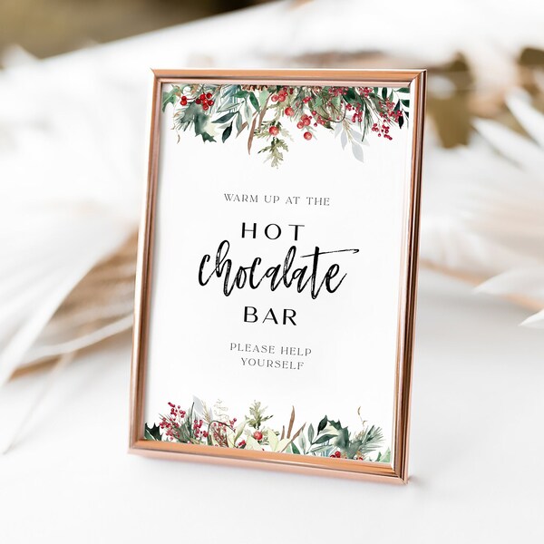 Hot Cocoa Bar Sign, Printable Hot Chocolate Bar Sign, Holiday Baby Shower, Editable Drinks Sign, Dessert Bar Sign, TEMPLETT,Instant Download