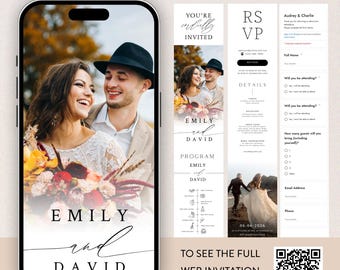 Digital Wedding Invitation: Easy Canva Edit - RSVP & Website Link