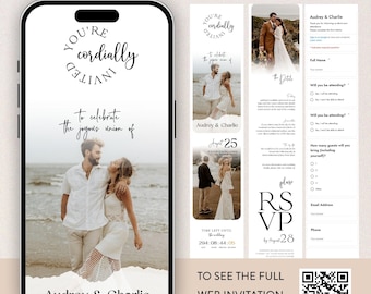 Wedding Web Invitation Template, Interactive RSVP, Countdown (Digital Download)