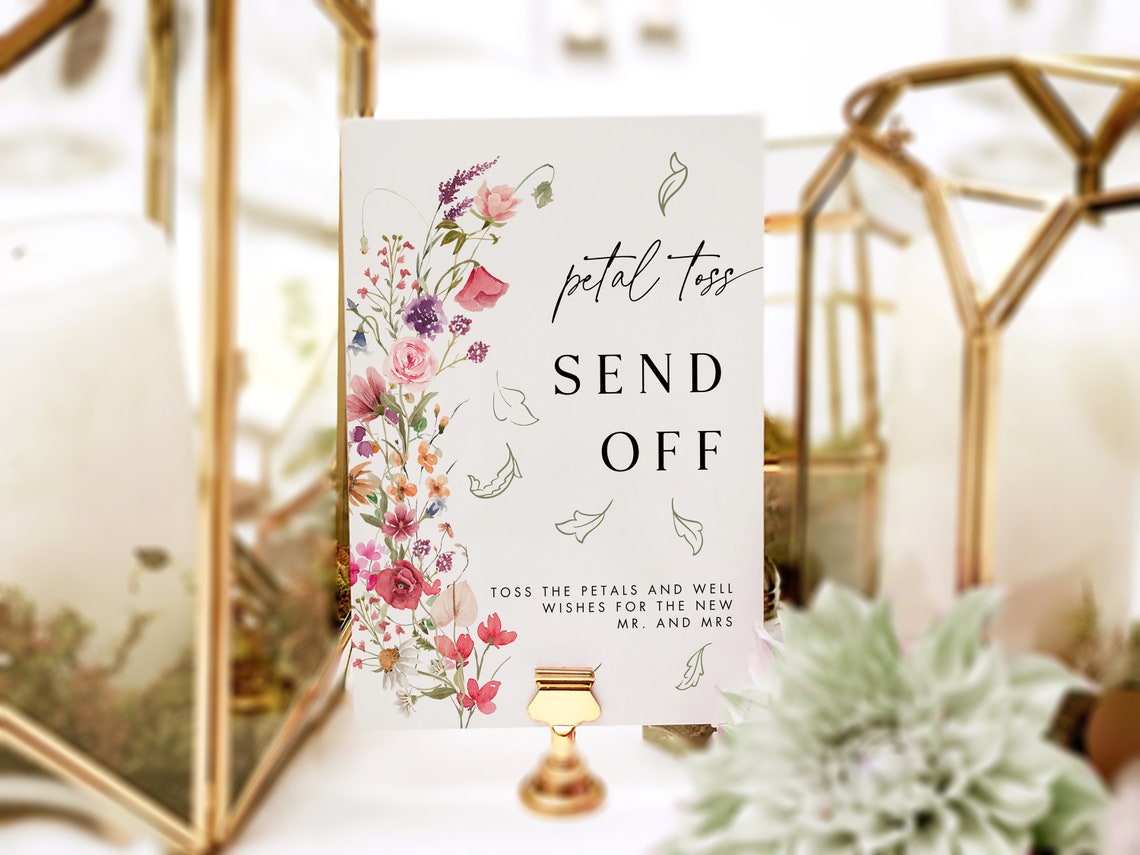 Petal Send Off Petal Toss Sign Template, Modern Petal Toss Send off Sign, Minimalist ...