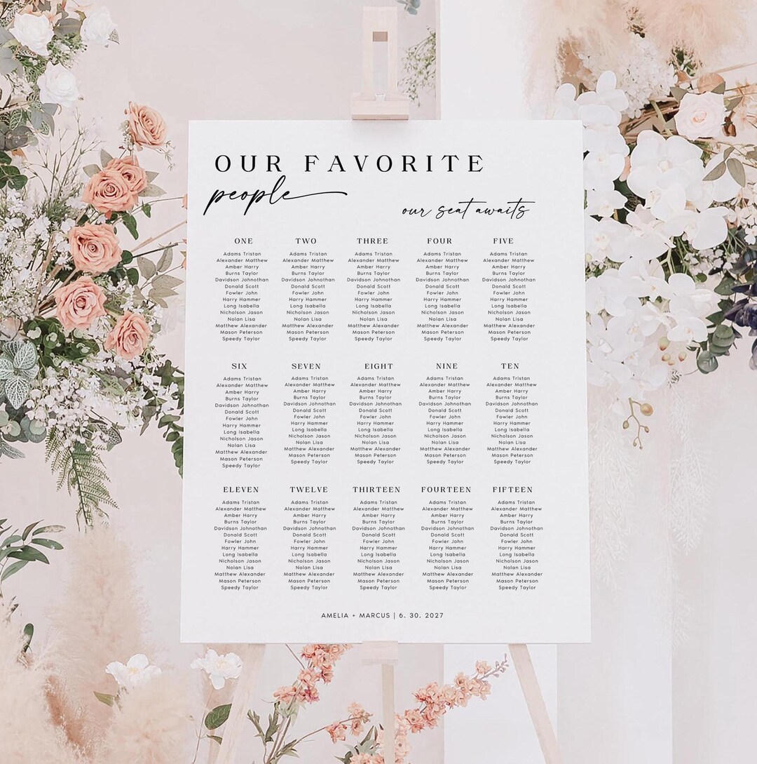Seating Plan, Wedding Seating Card Template, Printable Seating Cards ...