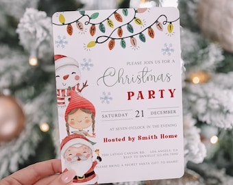 Christmas Party Invitation, Christmas Party Invite, Holiday Party Invitation, Christmas Party Printable, Christmas Invitation Download